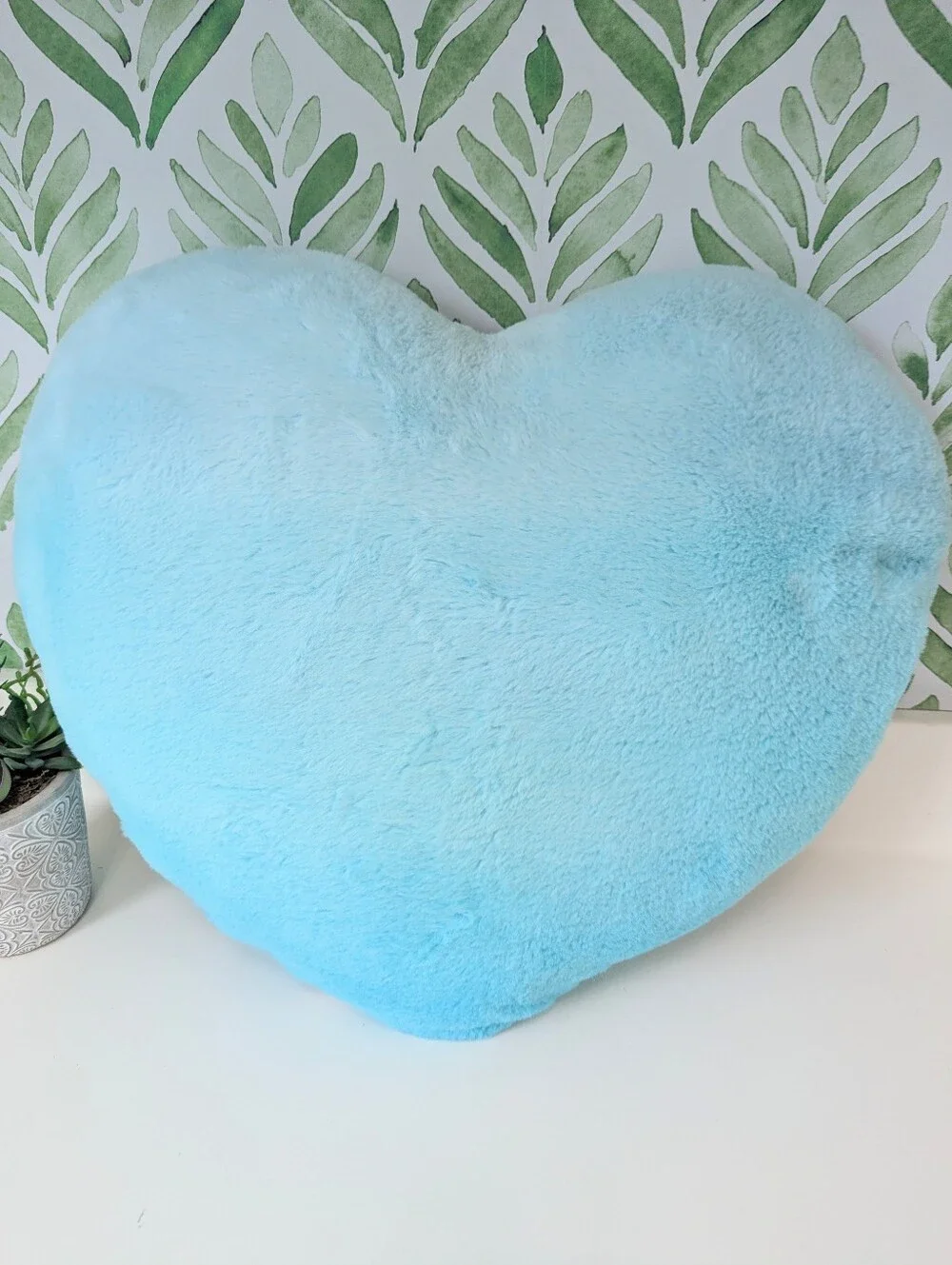 Plush Heart Throw Pillow - Light Blue NWOT